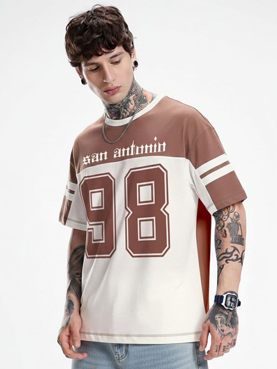 Crazymonk Men Typography Printed Round Neck Cotton Oversized T-shirt - view 1