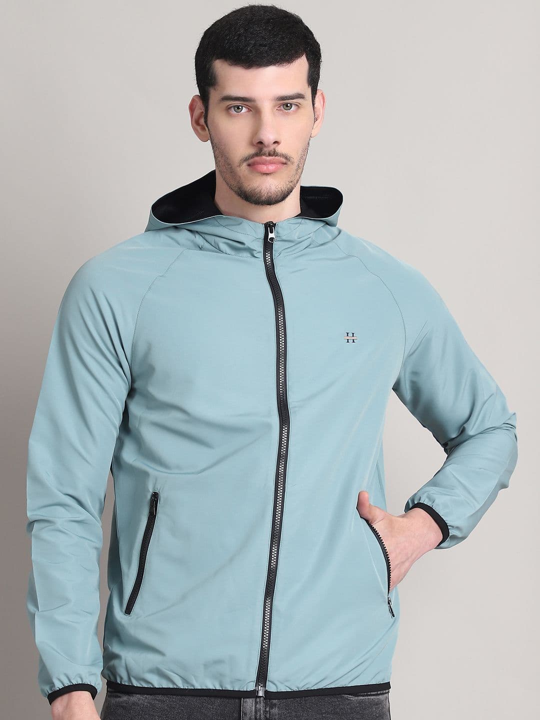 HOUSE OF VEDAS Men Hooded Solid Windcheater Sporty Jacket - view 1