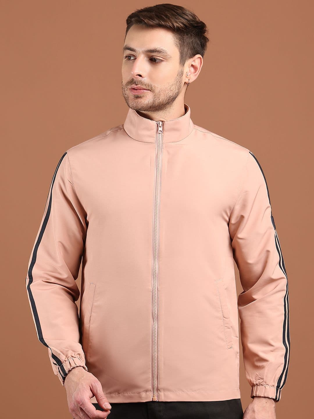 HOUSE OF VEDAS Men Stand Collar Solid Windcheater Sporty Jacket - view 1