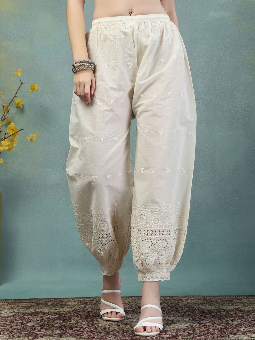 Clora Creation Women Embroidered Chikankari Loose Fit Cotton Salwar - view 1