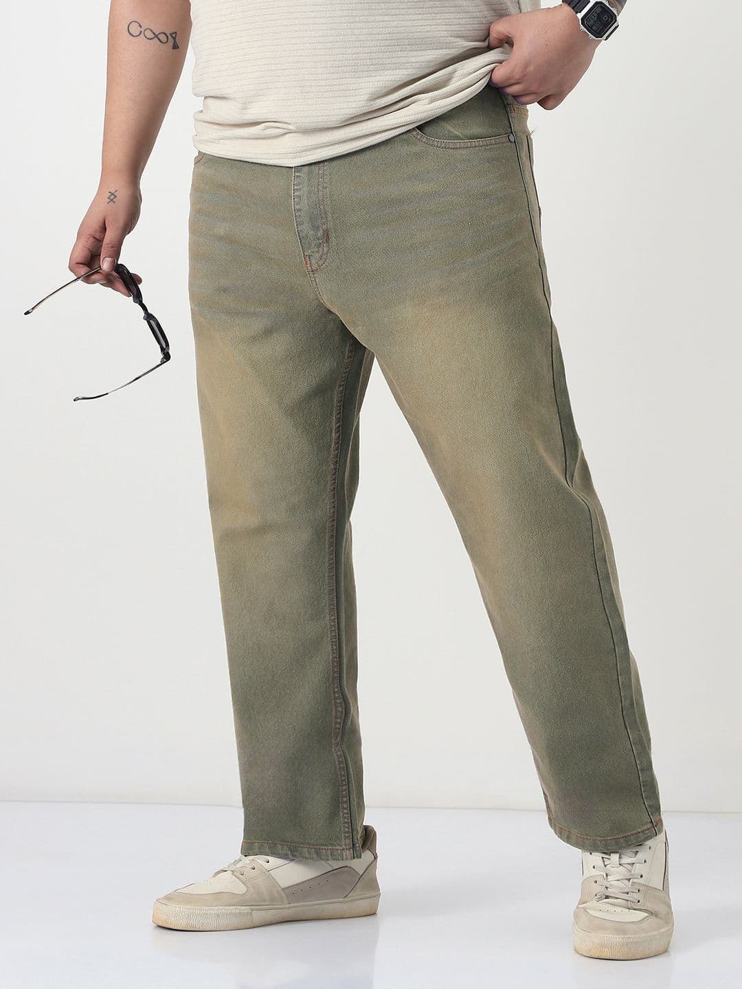 Urbano Plus Men Plus Size Straight Fit Mid-Rise Heavy Fade Stretchable Jeans - view 1