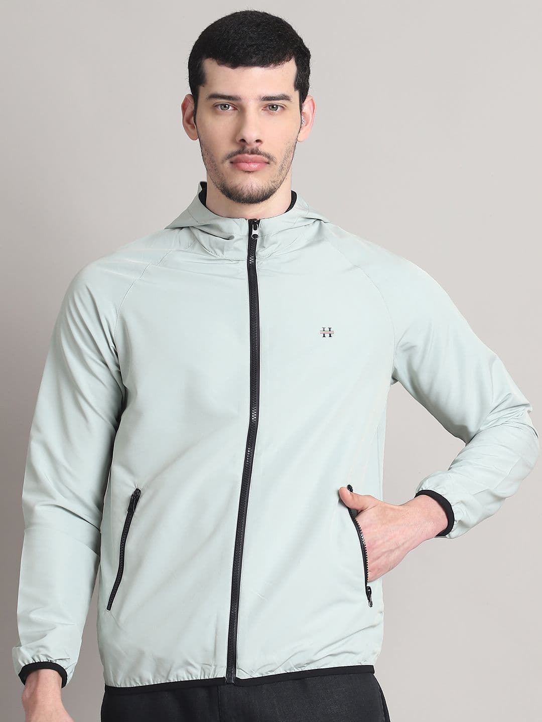 HOUSE OF VEDAS Men Hooded Solid Windcheater Sporty Jacket - view 1
