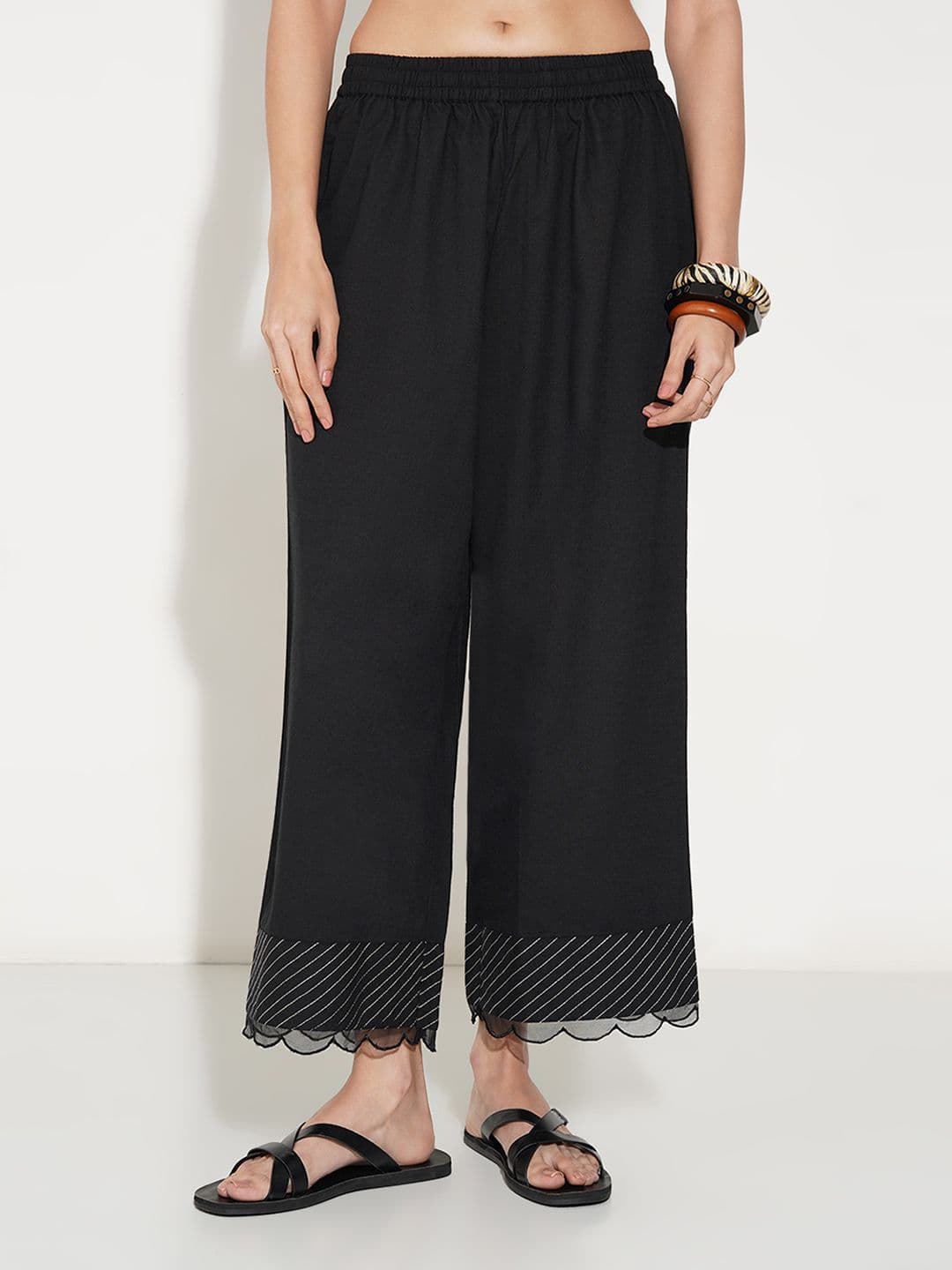 RANGMANCH BY PANTALOONS Women Flared Cotton Ethnic Palazzos - view 1