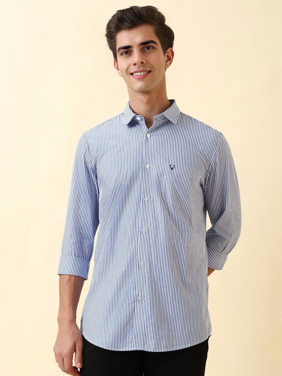 Allen Solly Men Slim Fit Vertical Striped Spread Collar Pure Cotton Casual Shirt - view 1