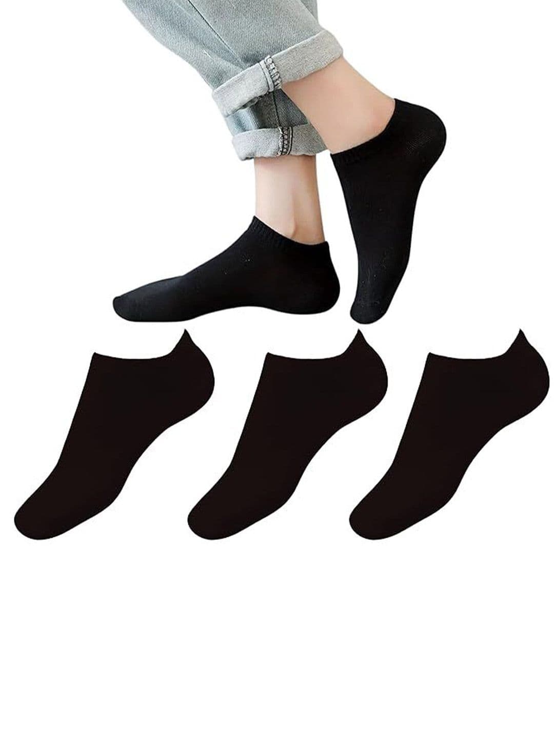 ZEDGORA Unisex Solid Pack Of 3 NoShow Socks - view 1
