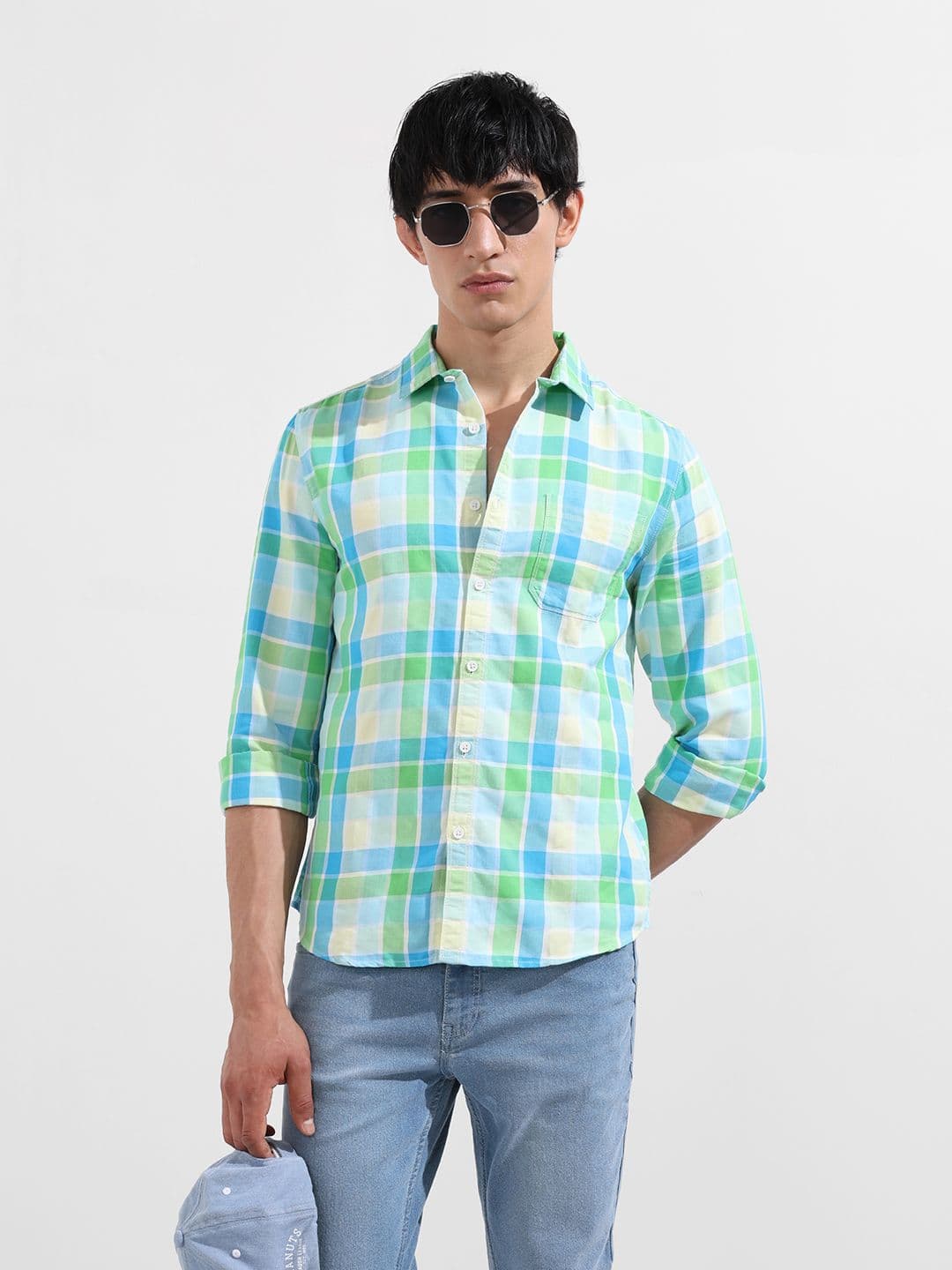 The Indian Garage Co Men Checked Spread Collar Casual Shirt - view 1