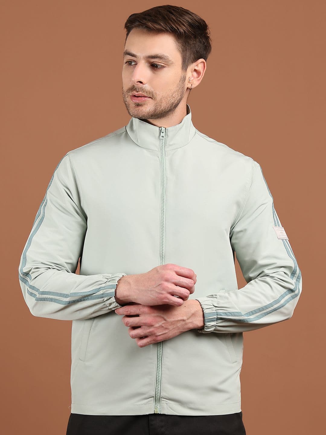 HOUSE OF VEDAS Men Stand Collar Solid Windcheater Sporty Jacket - view 1