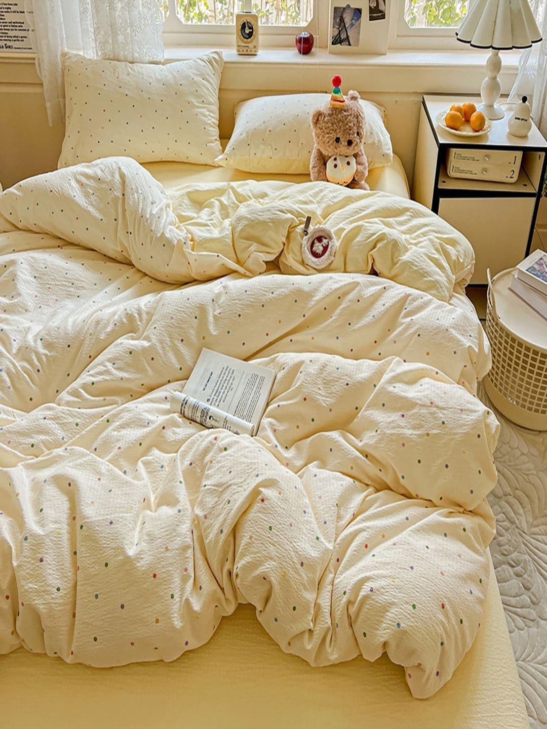 JC HOME Yellow & Purple Printed 4 Pieces Double Queen Bedding Set - view 1