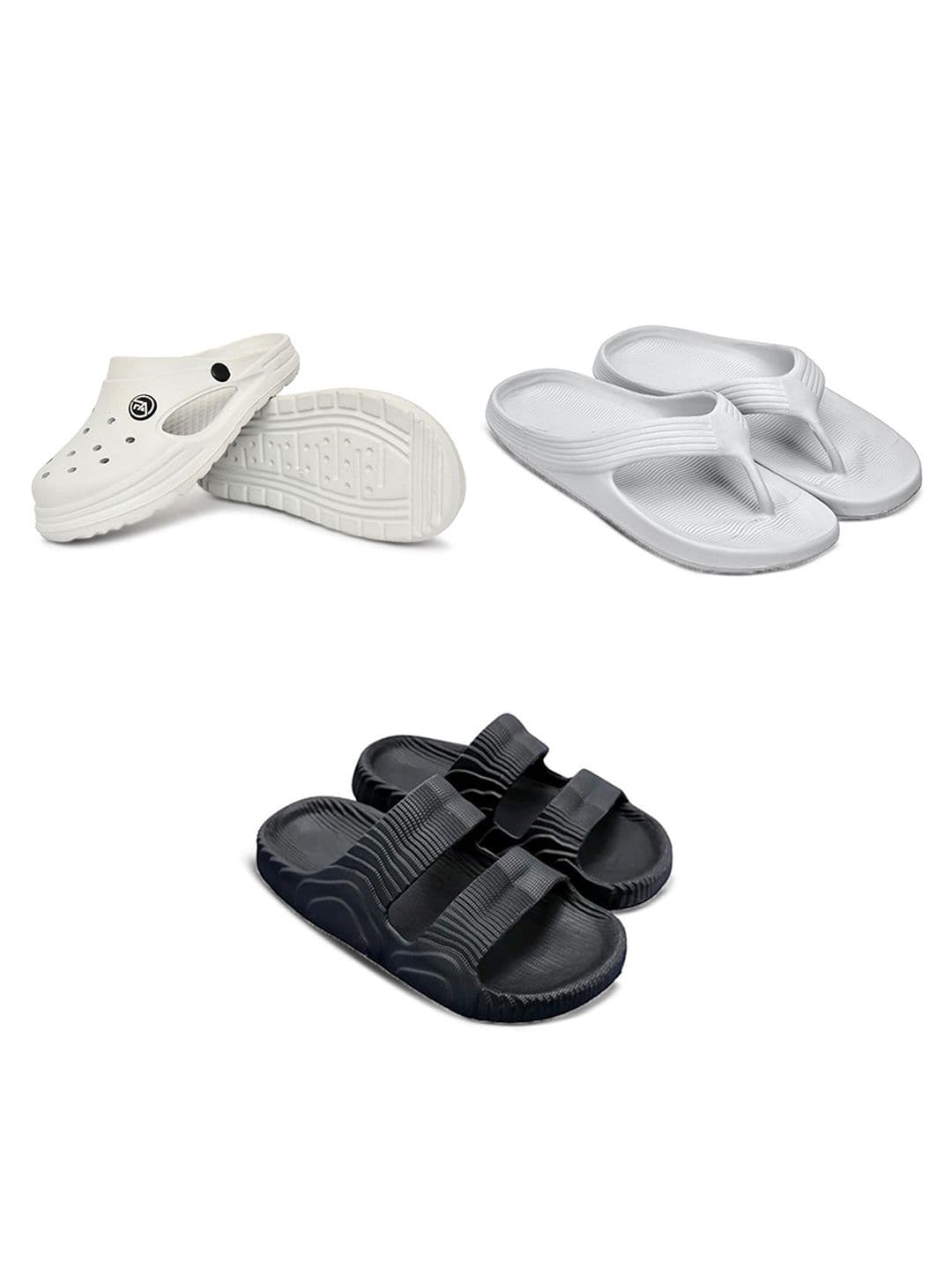 Feel alive Men Set of 3 Solid Ultra-Comfortable & Lightweight Sliders - view 1