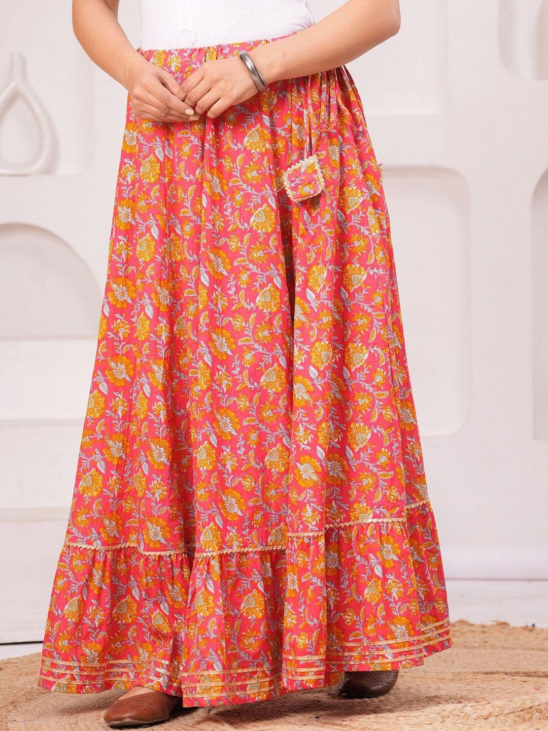 Clothy N Wave Floral Printed Maxi A-Line Skirt - view 1