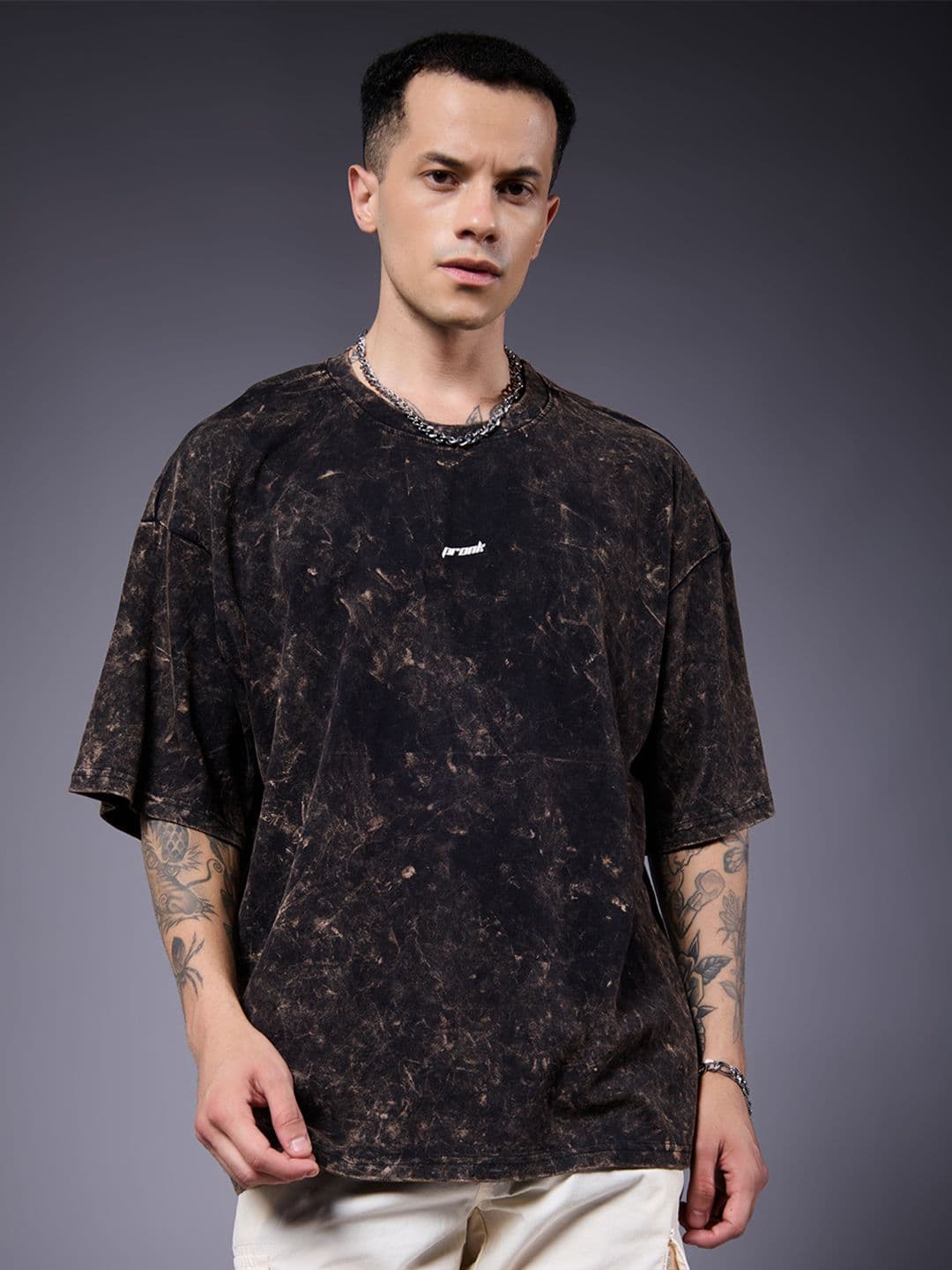 PRONK Tie and Dye Drop Shoulder Sleeves Cotton Oversized T-shirt - view 1