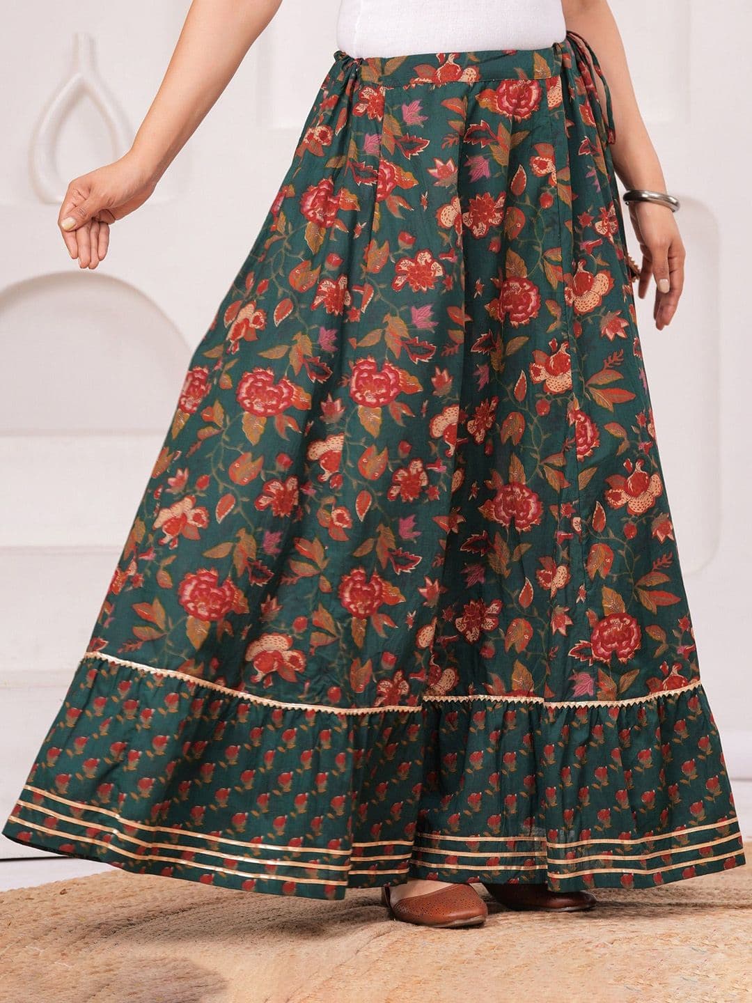 Clothy N Wave Floral Printed Maxi A-Line Skirt - view 1
