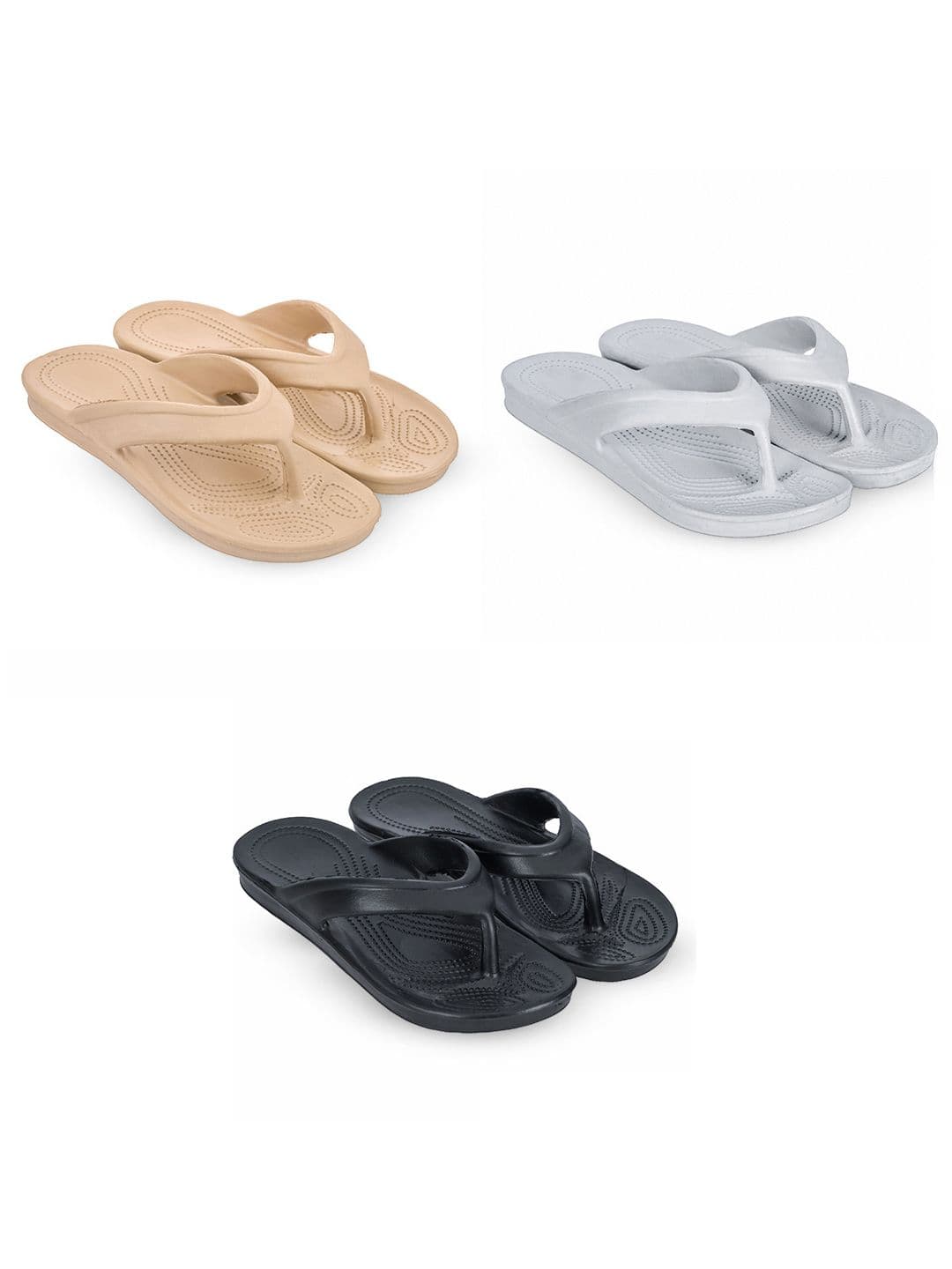 Feel alive Men Set Of 3 Self Design EVA Casual Thong Flip Flops - view 1