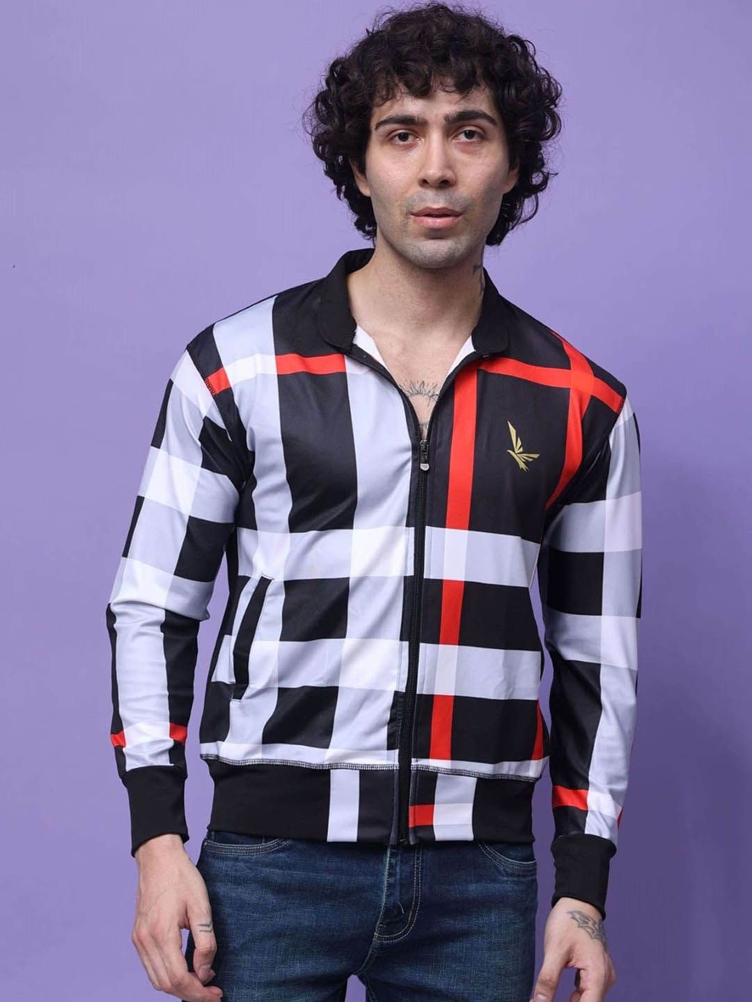 YELLOW TREE Men Checked Lightweight Bomber Jacket - view 1