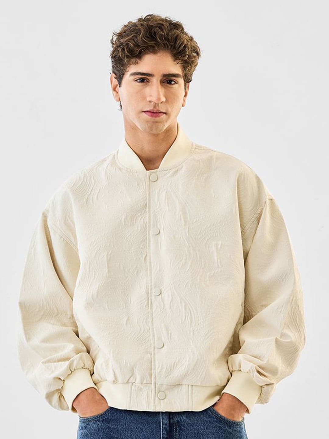 Snitch Textured Collarless Lightweight Padded Jacket - view 1