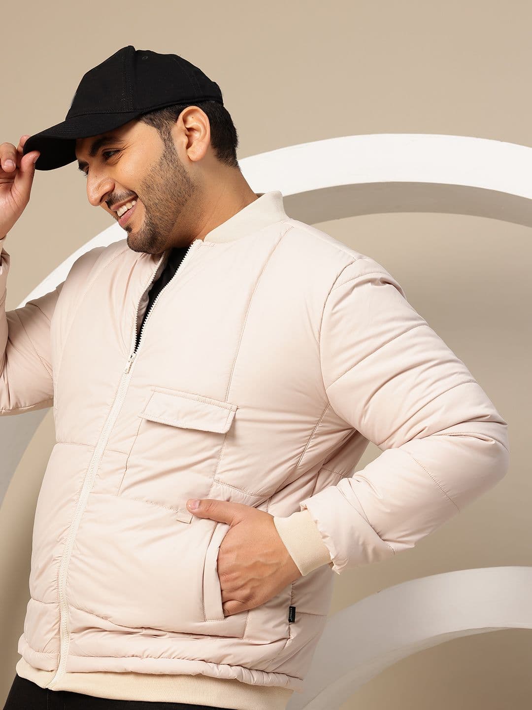 Sztori Plus Size Stand Collar Bomber-Style Padded Jacket - view 1