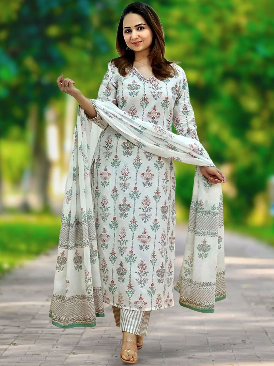 Anouk Rustic Women Floral Printed Kurta with Trousers & Dupatta - view 1