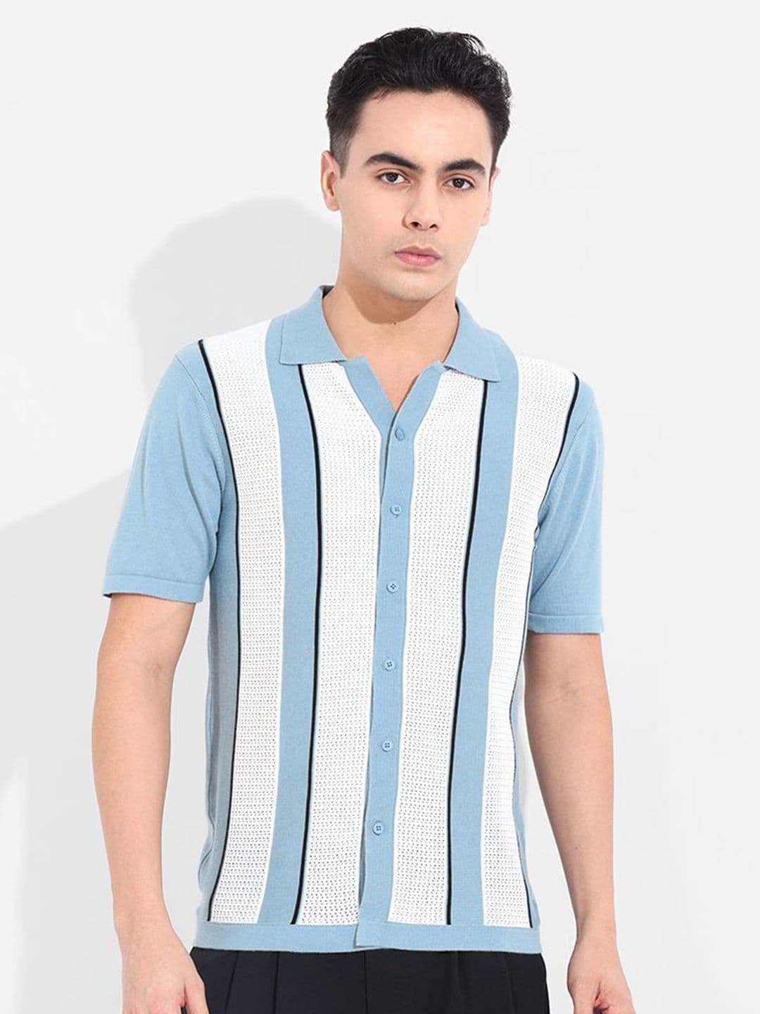 The Indian Garage Co Striped Spread Collar Cotton Slim Fit Shirt - view 1