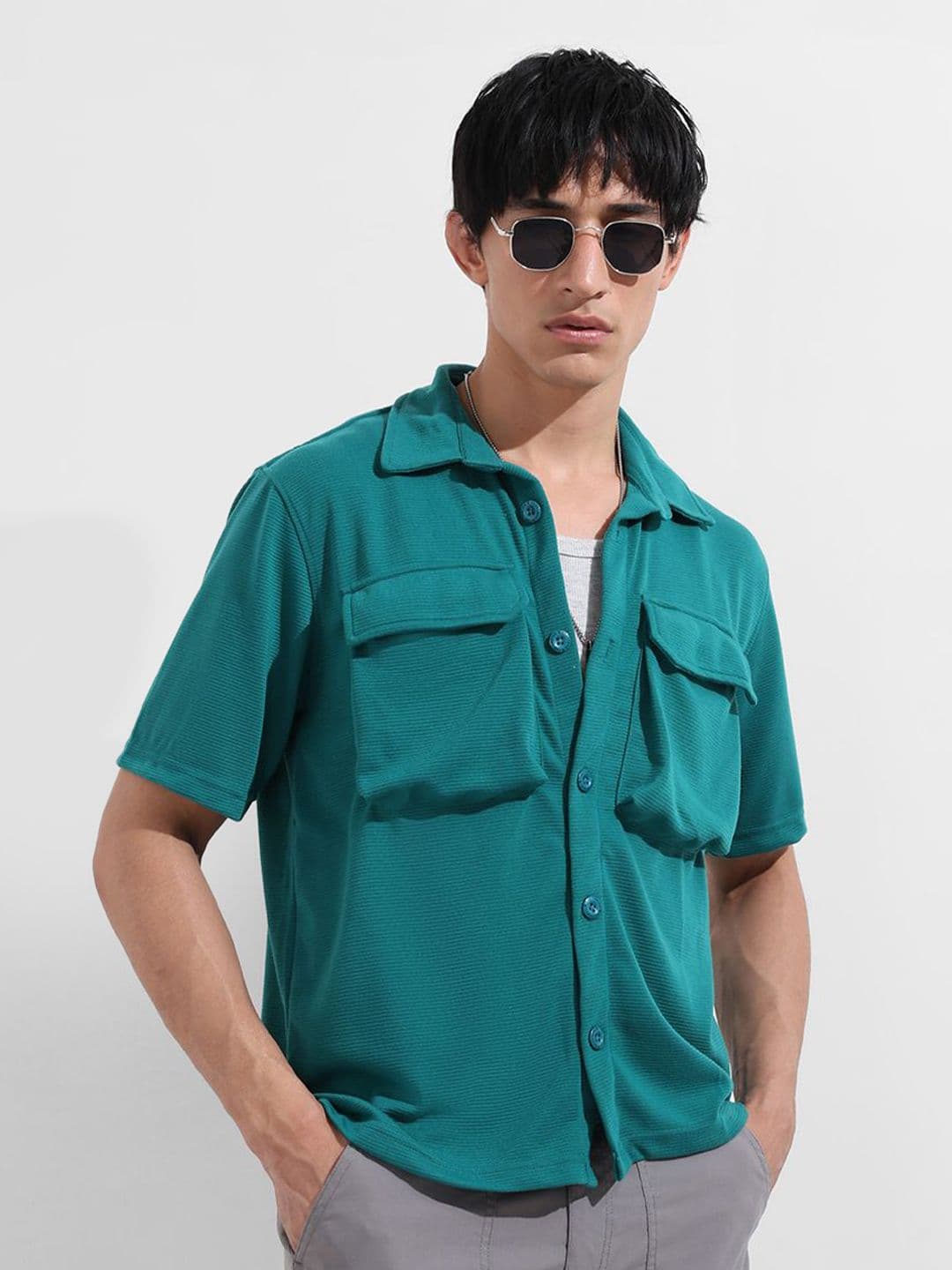 The Indian Garage Co Men Solid Cuban Collar Casual Shirt - view 1