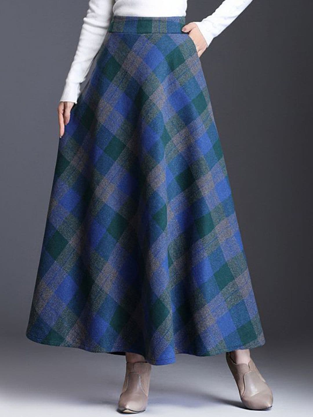 StyleCast x Revolte Checked Flared Maxi Skirt - view 1