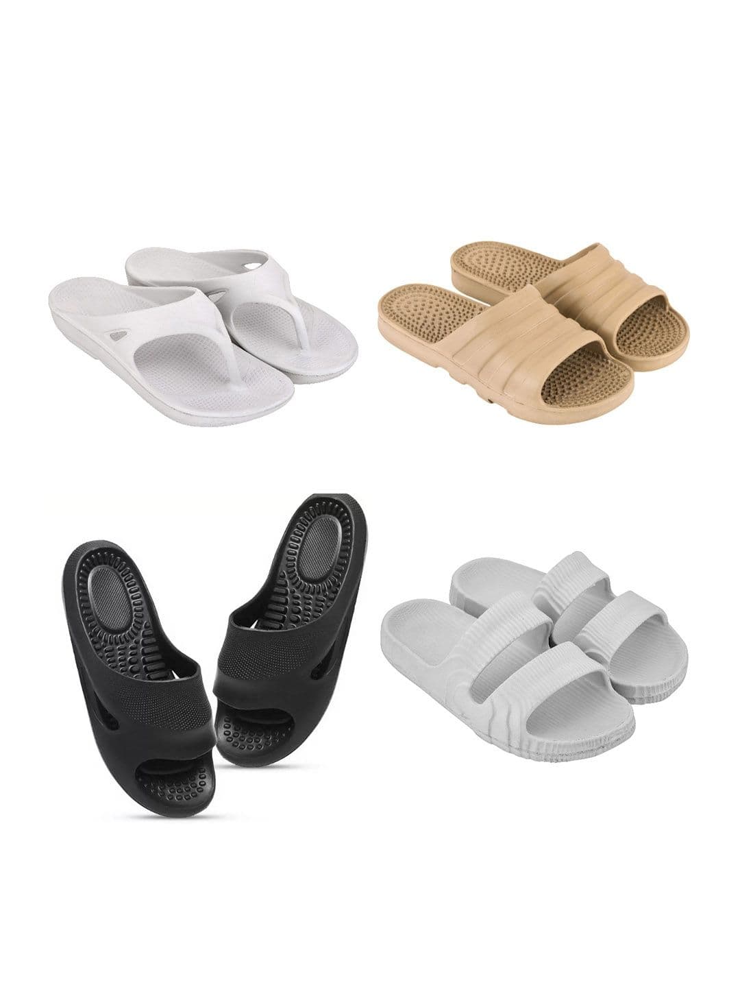 Feel alive Set Of 4 Ultra-Comfortable & Lightweight Thong Flip-Flops & Sliders - view 1
