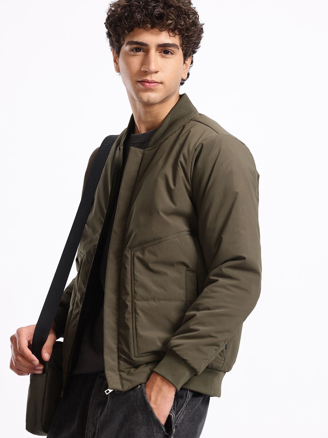 Aeropostale Checked Mock Collar Padded Jacket - view 1