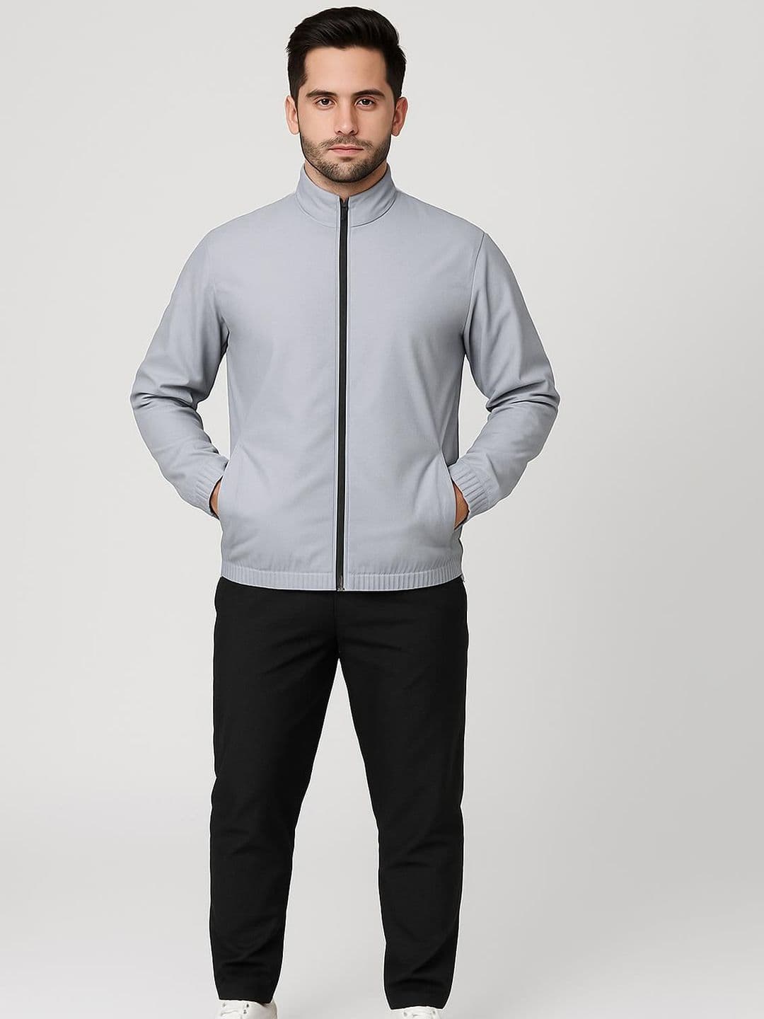 ULLAS Men Mock Collar Solid Lightweight Bomber Jacket - view 1