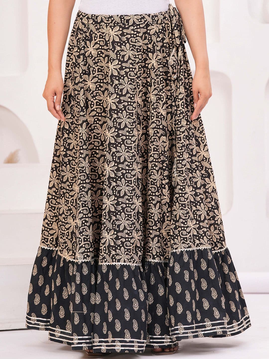 NYPA Floral Printed Flared Maxi Skirt - view 1