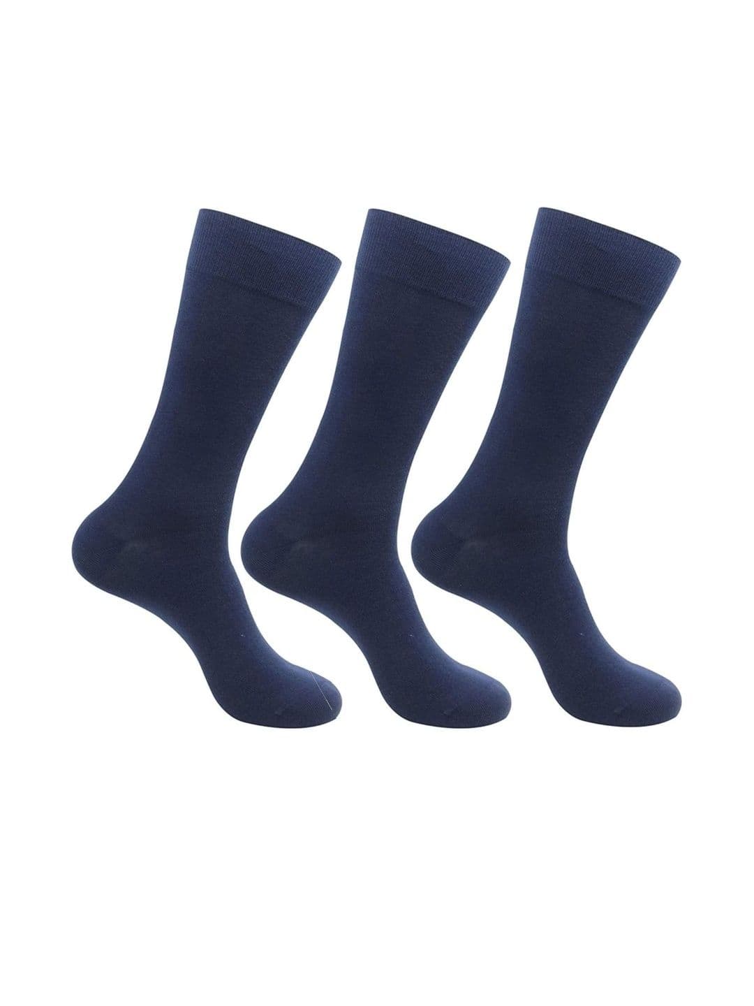 Akeeta Unisex Pack Of 3 Navy Blue Solid Calf Length Socks - view 1