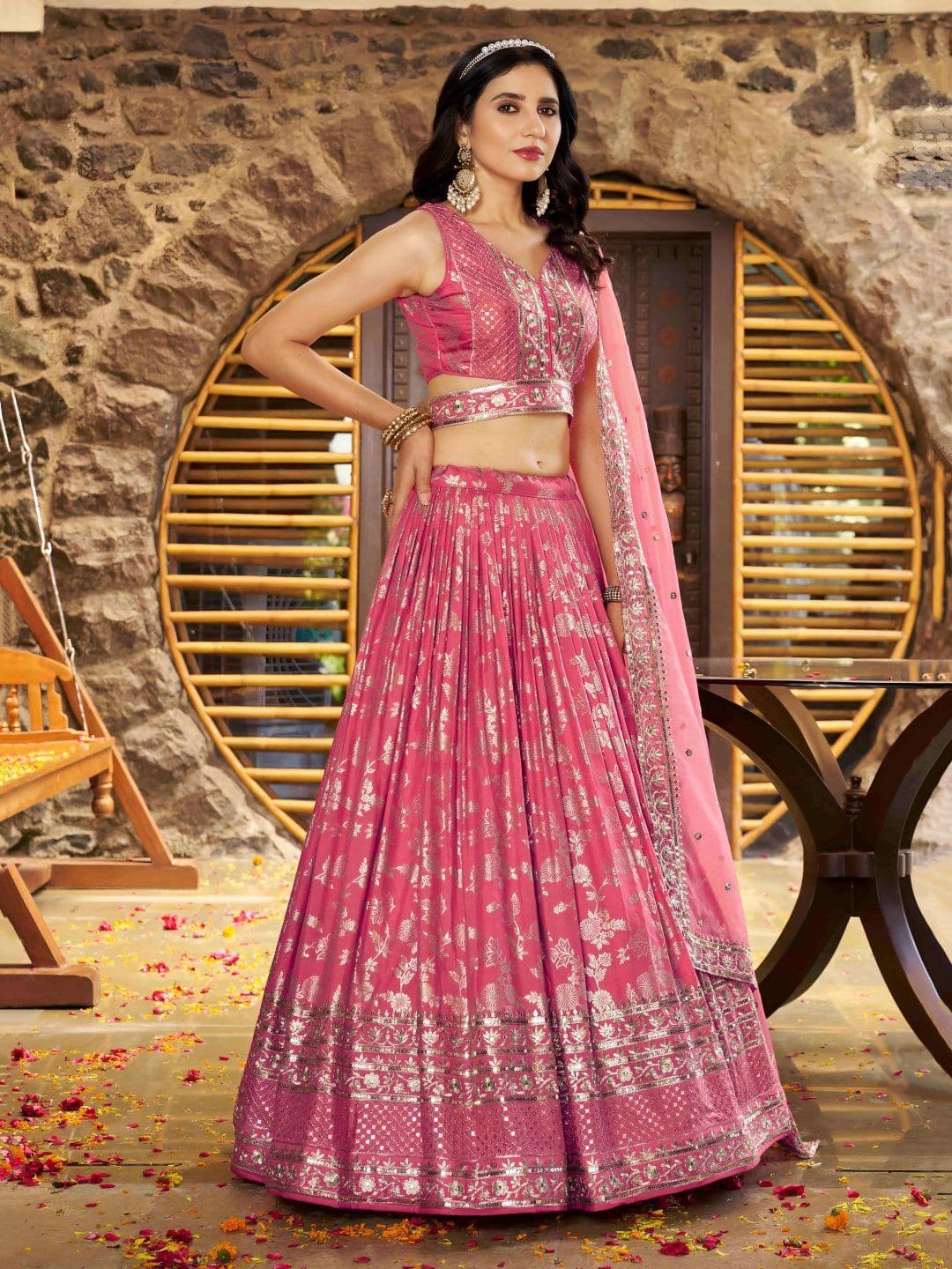 Zeel Clothing Embroidered Sequinned Semi-Stitched Lehenga & Unstitched Blouse With Dupatta - view 1