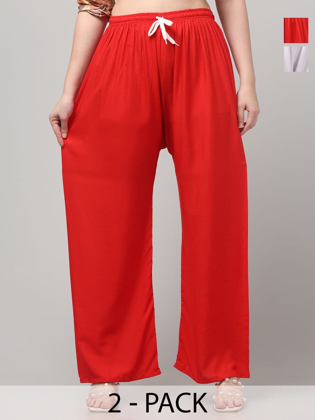 AFFLEON Women Pack Of 2 Solid Wide Leg Palazzos - view 1