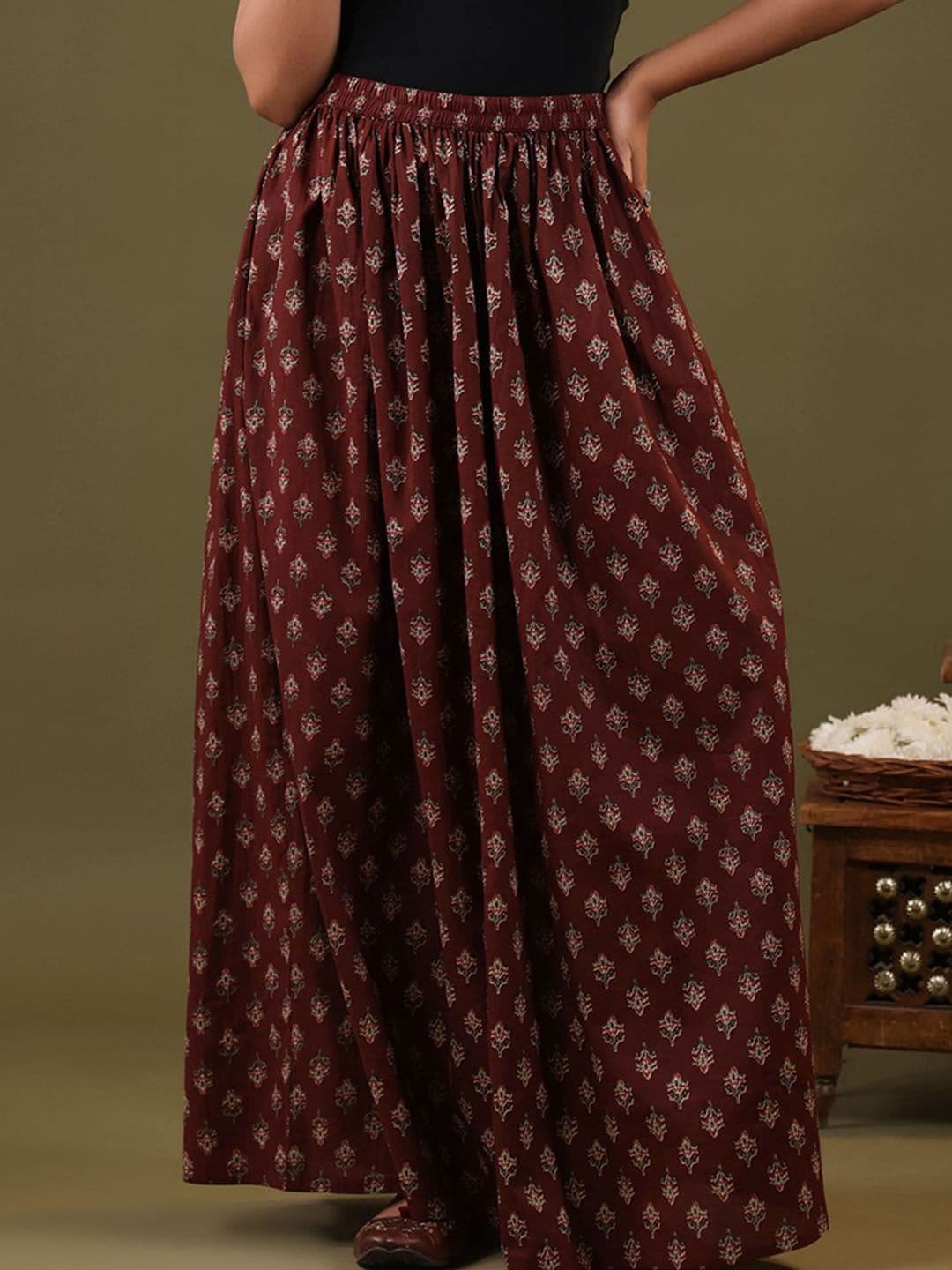 Rimeline Women Printed Pure Cotton Flared MaxiSkirt - view 1