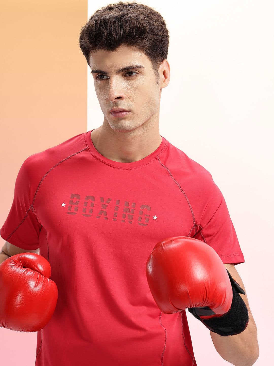 HRX by Hrithik Roshan Rapid-Dry Typography Print Contrast Stitch Slim Fit Training T-shirt - view 1