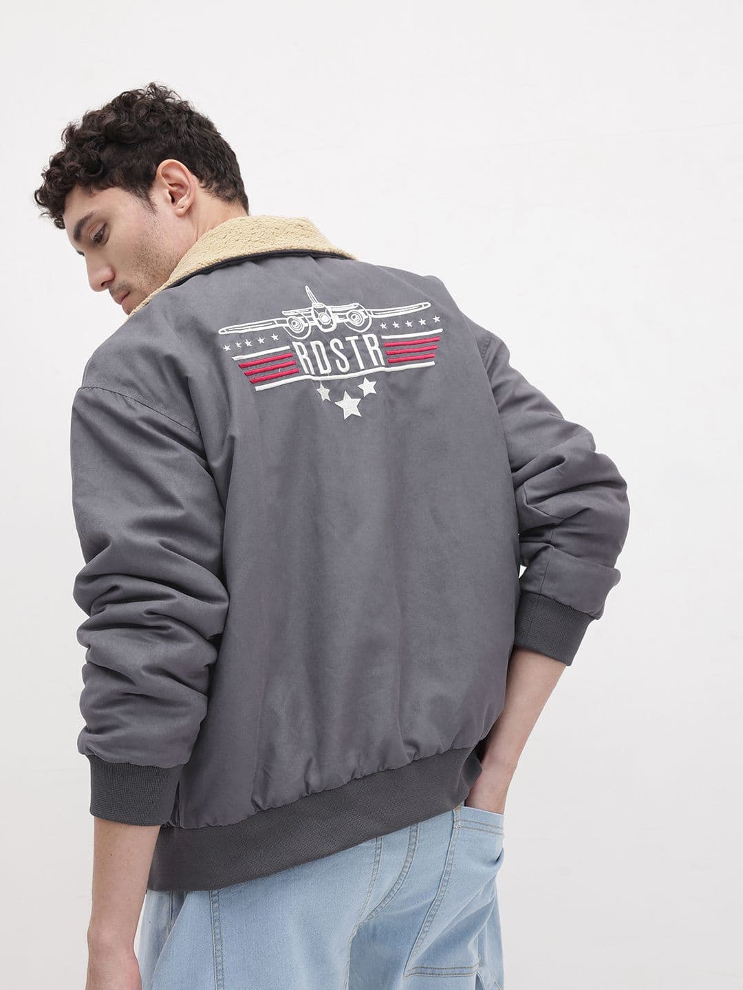 The Roadster Life Co. Faux Fur Trim Suede Finish Bomber Jacket - view 1