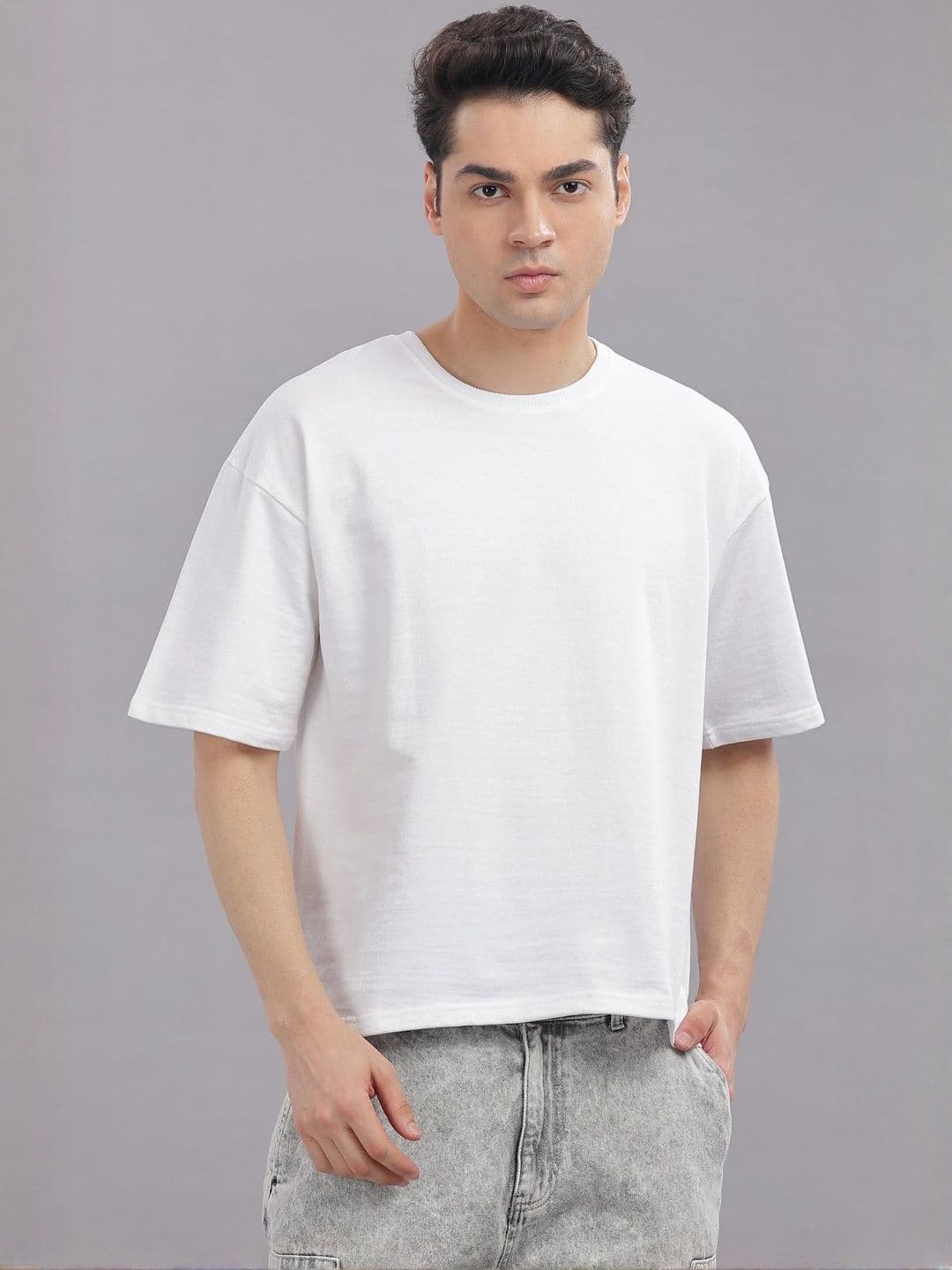 OUTLAWS Men Solid Round Neck Cotton Relaxed Fit T-shirt - view 1