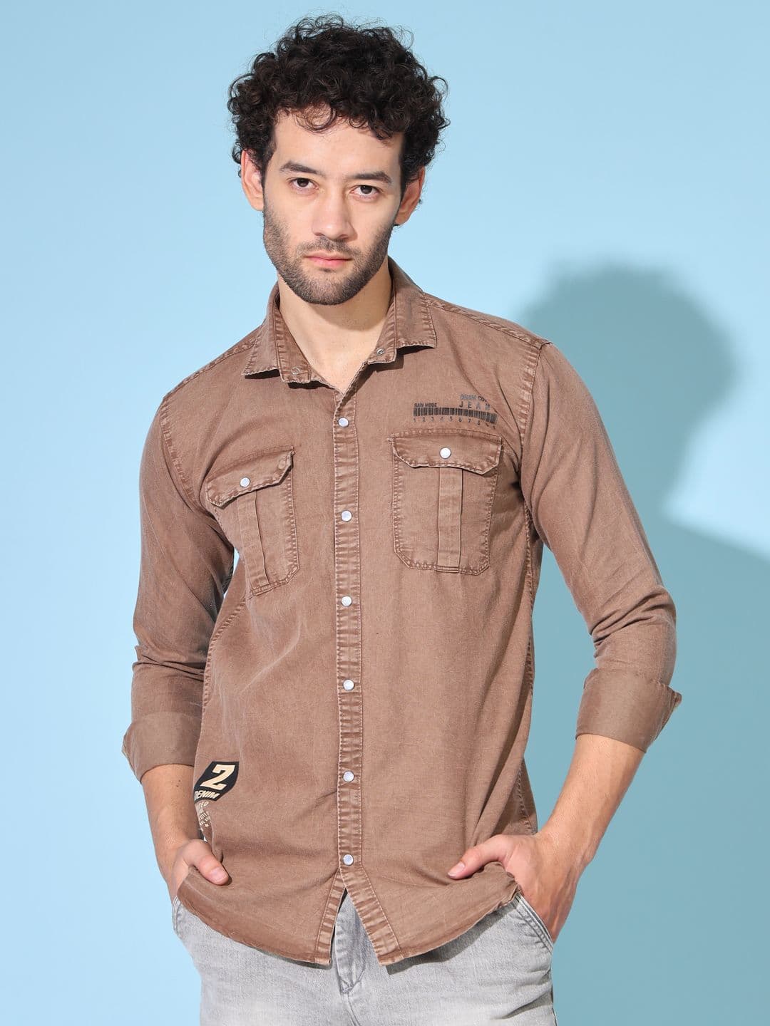DOUBLE ONE Men Standard Fit Solid Spread Collar Cotton Casual Shirt - view 1