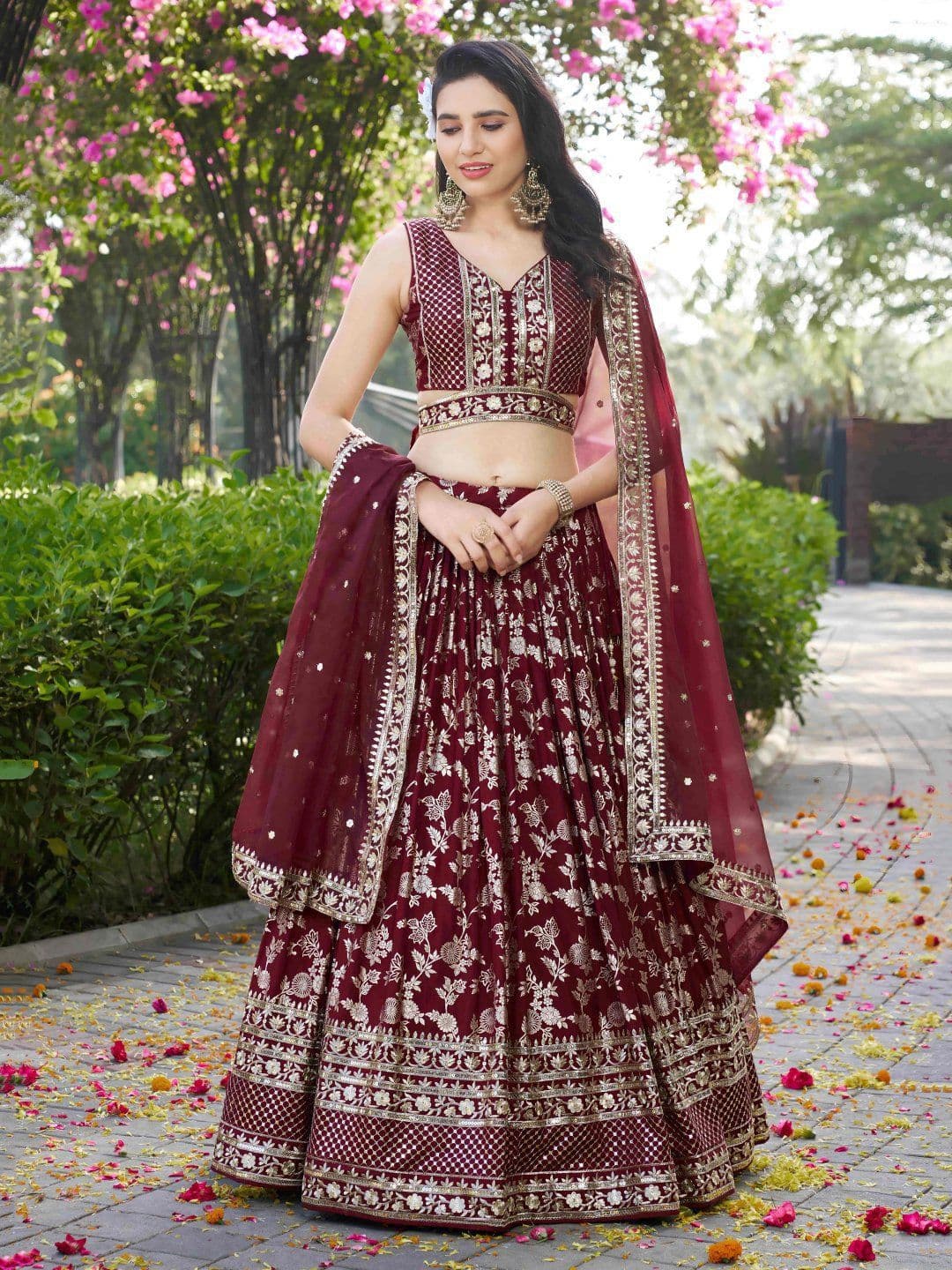 Zeel Clothing Embroidered Sequinned Semi-Stitched Lehenga & Unstitched Blouse With Dupatta - view 1