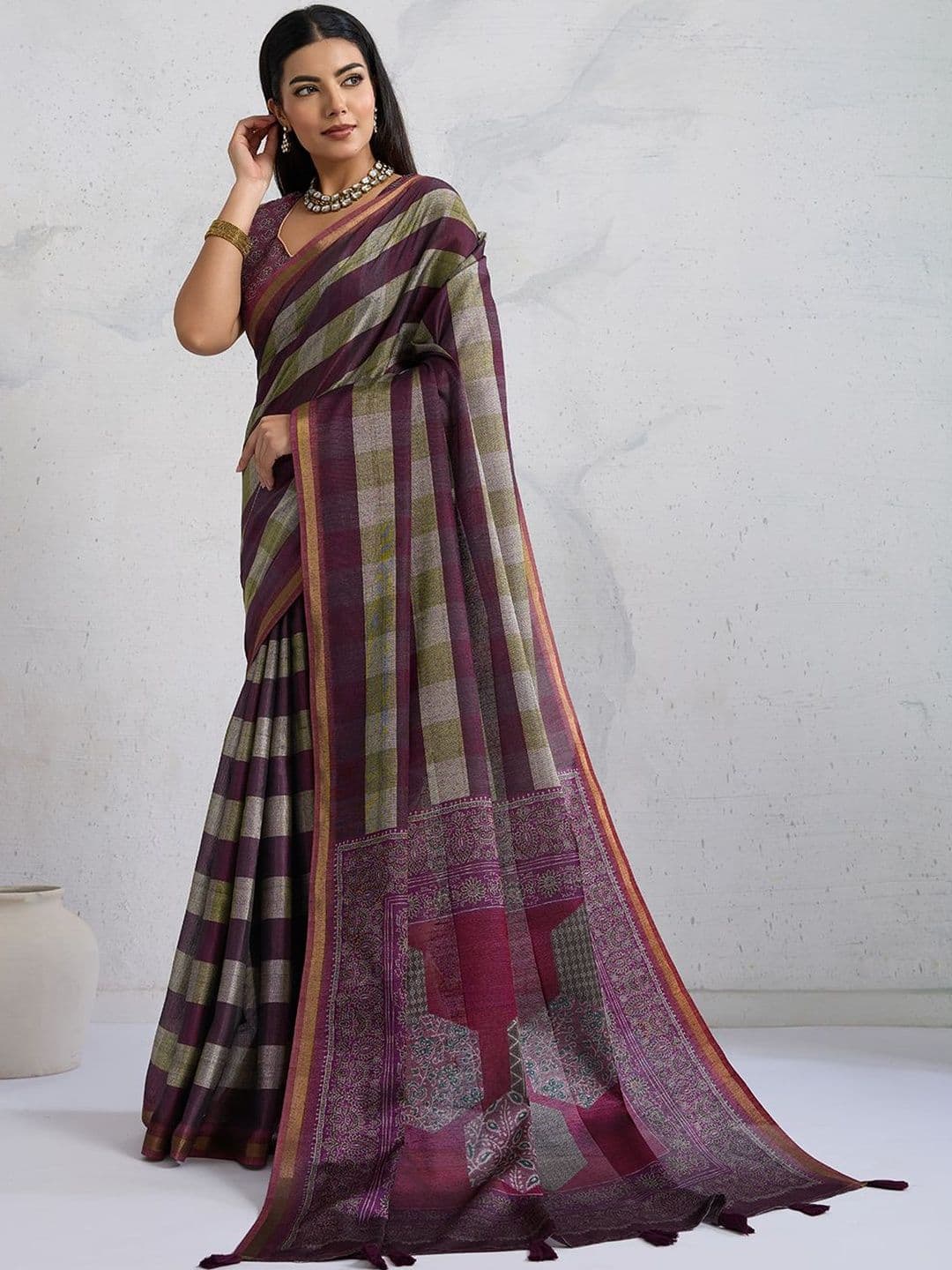 KALINI Checked Handloom Chettinad Saree - view 1