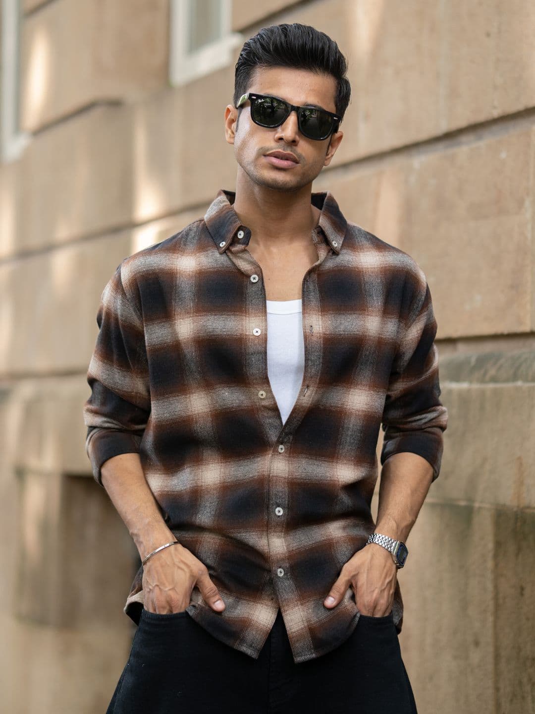 Powerlook Men Buffalo Checked Spread Collar Casual Shirt - view 1
