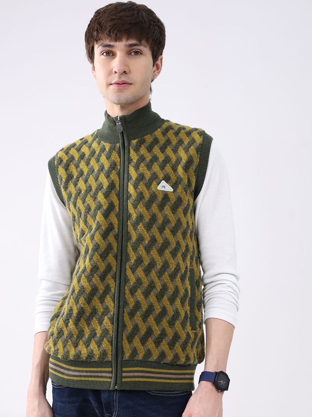 Monte Carlo Men Self Design Woollen Gilet Jacket - view 1