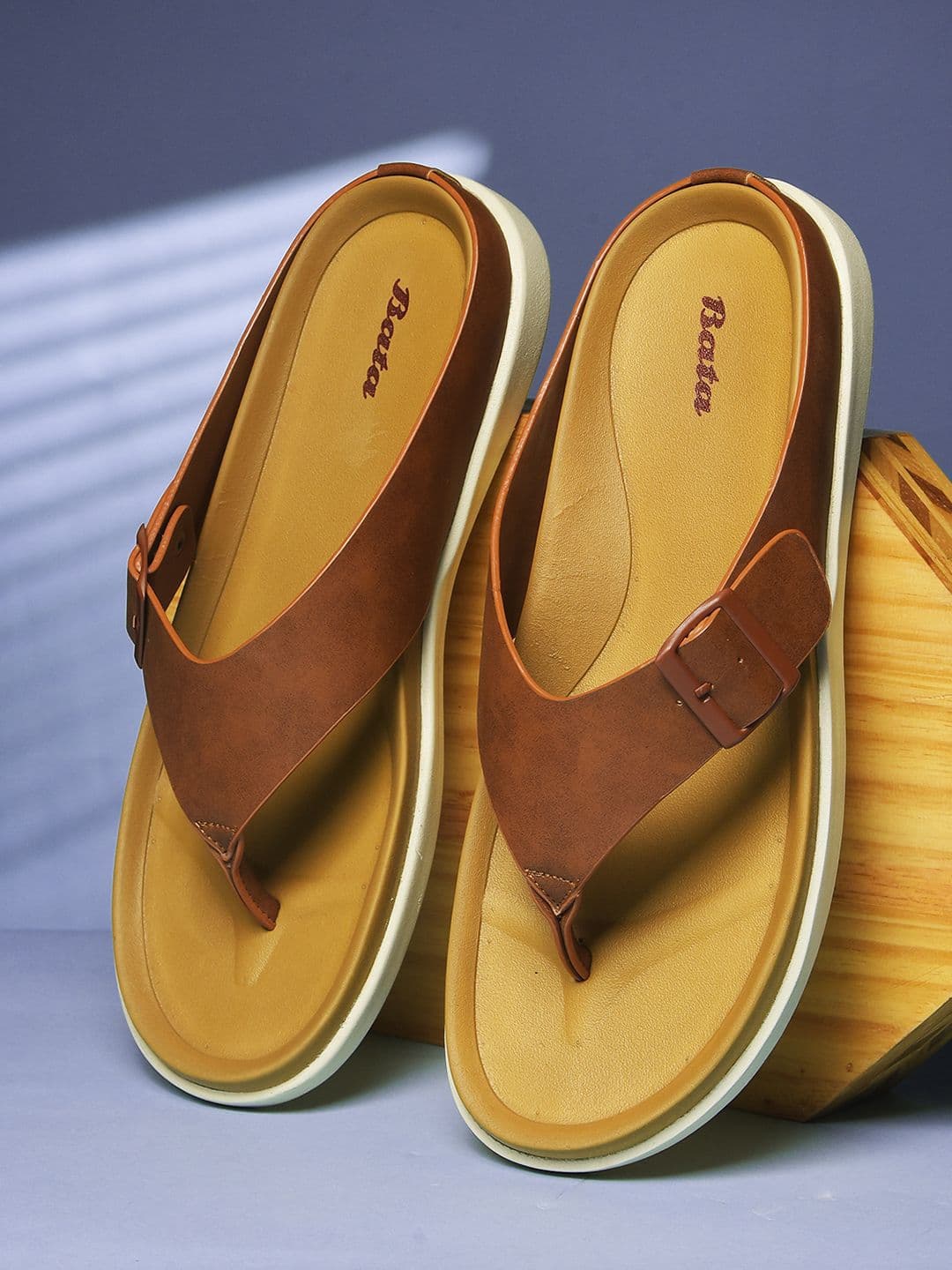 Bata Men Solid Thong Flip-Flops with Buckle - view 1
