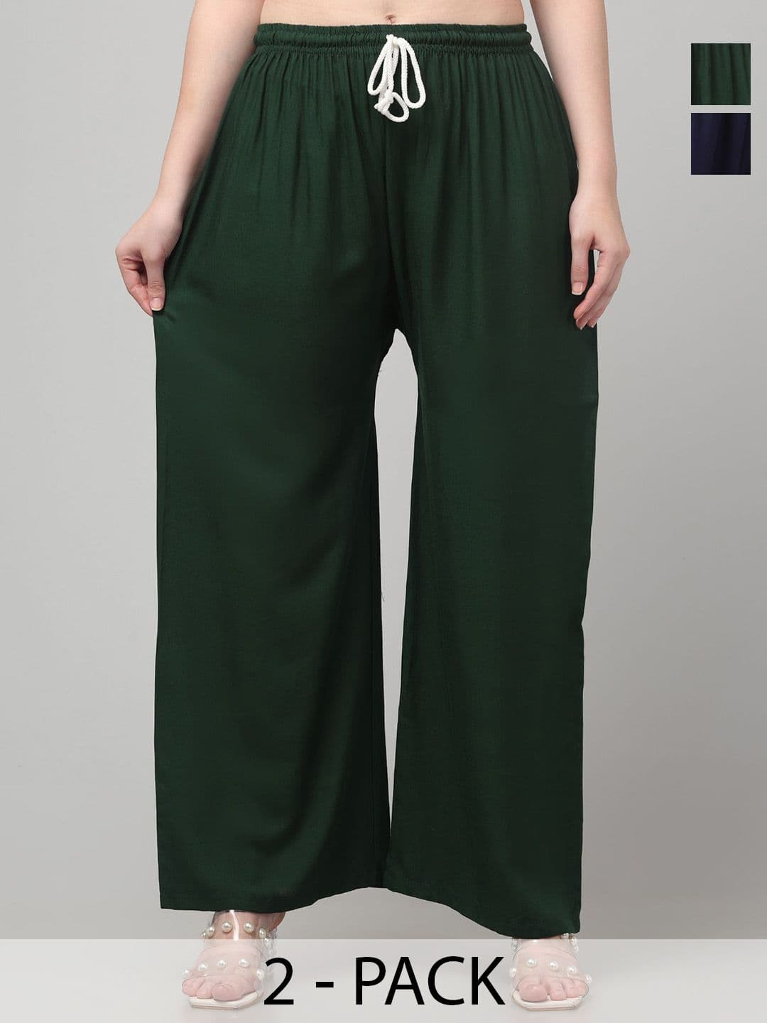 AFFLEON Women Pack Of 2 Wide Leg Regular Palazzos - view 1
