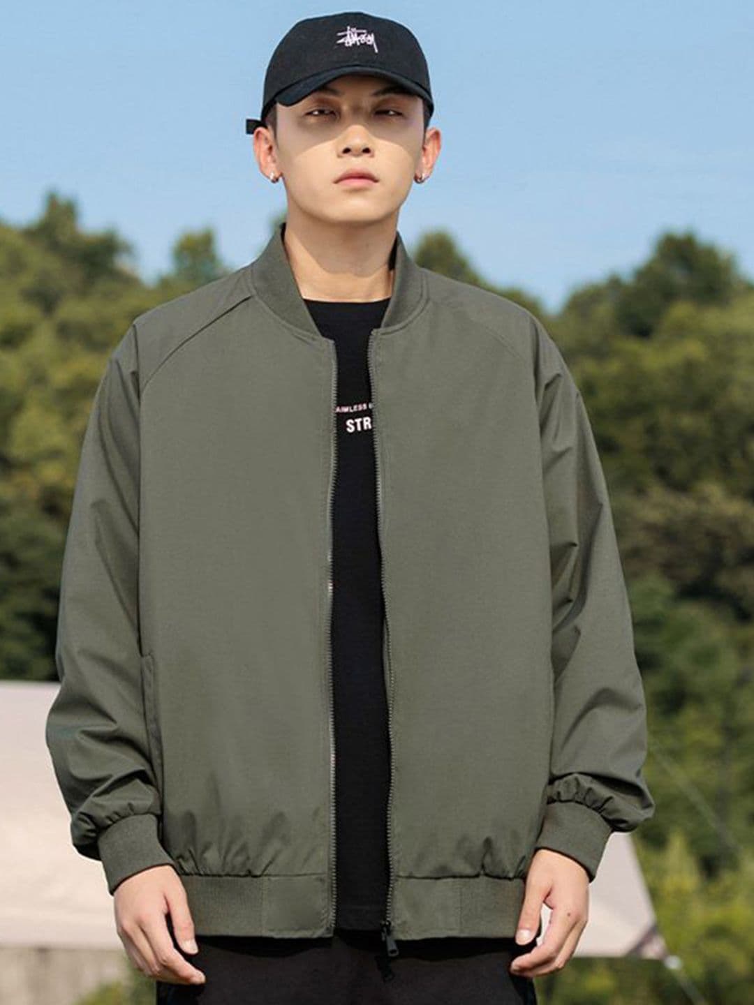 StyleCast x Revolte Men Mock Collar Solid Windcheater Tailored Jacket - view 1