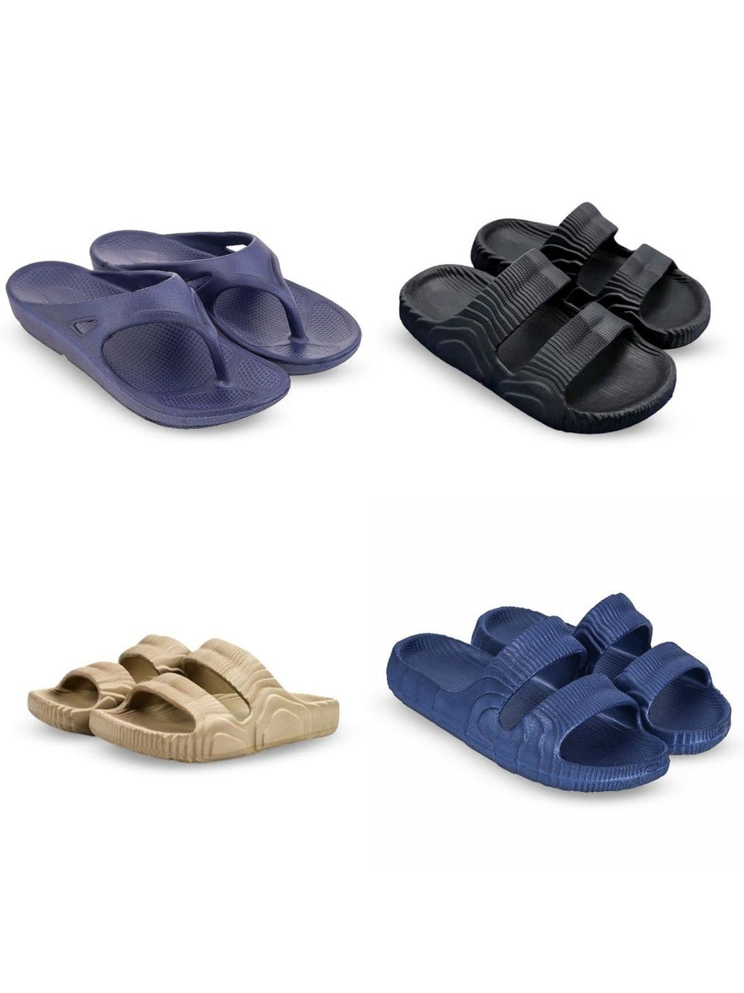 Feel alive Men Set of 4 Pair Self Design Lightweight Sliders - view 1