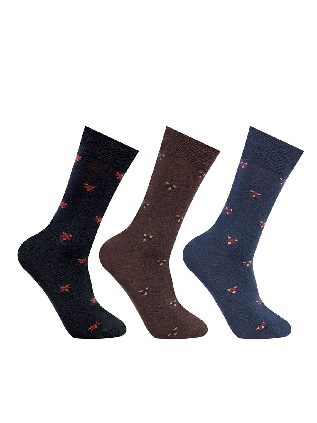 Bonjour Men Pack Of 3 Printed Calf-Length Socks - view 1