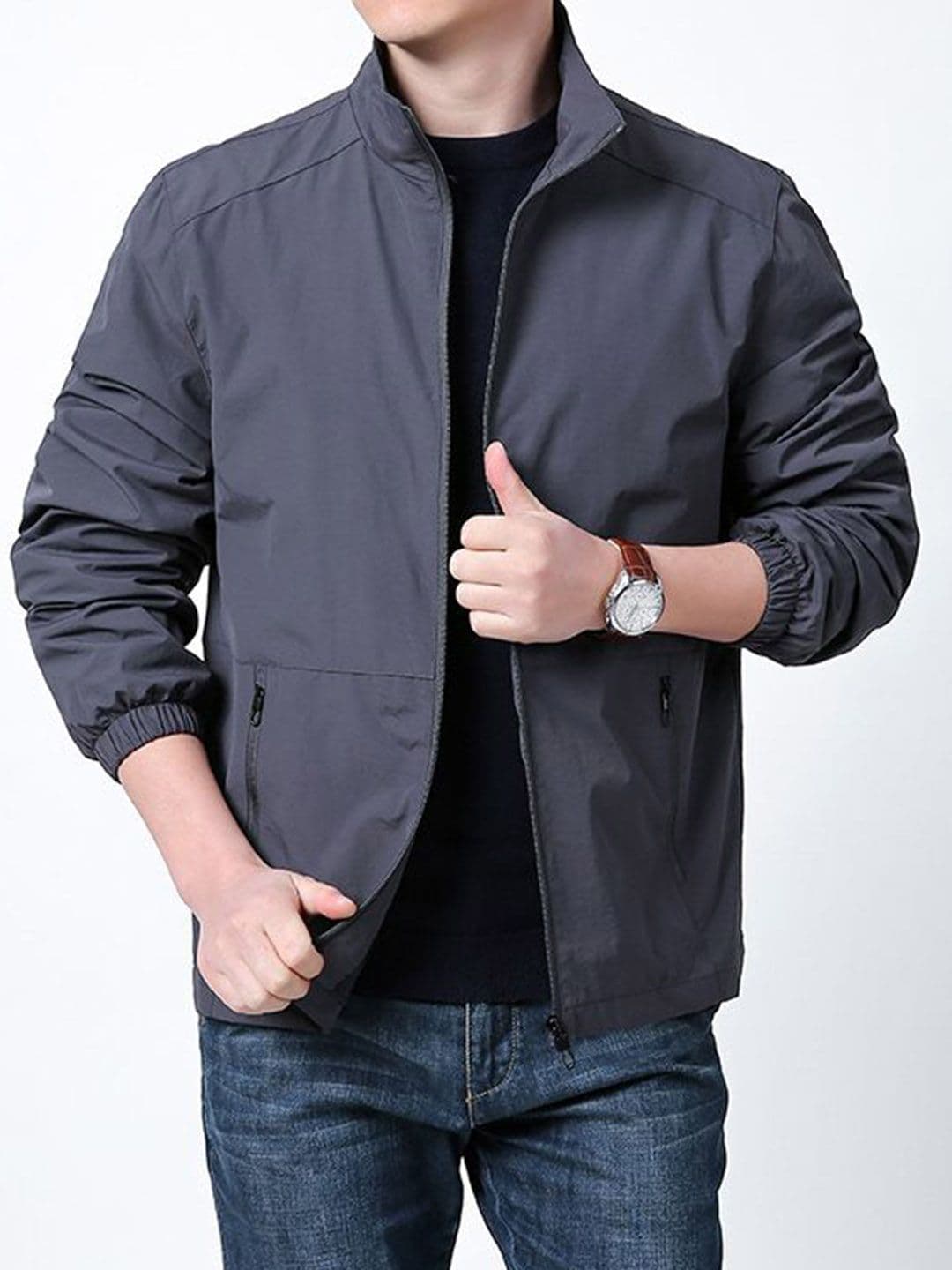 StyleCast x Revolte Men Mock Collar Solid Tailored Jacket - view 1