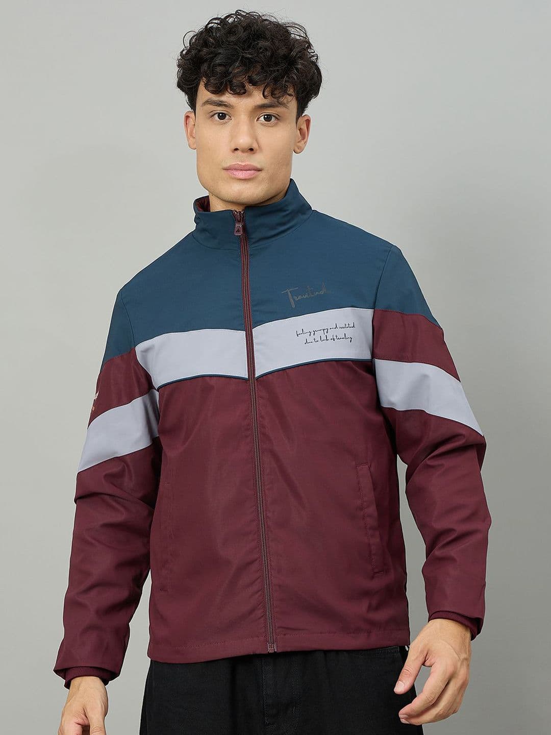 Duke Men Mock Collar Colourblocked Windcheater Tailored Jacket - view 1
