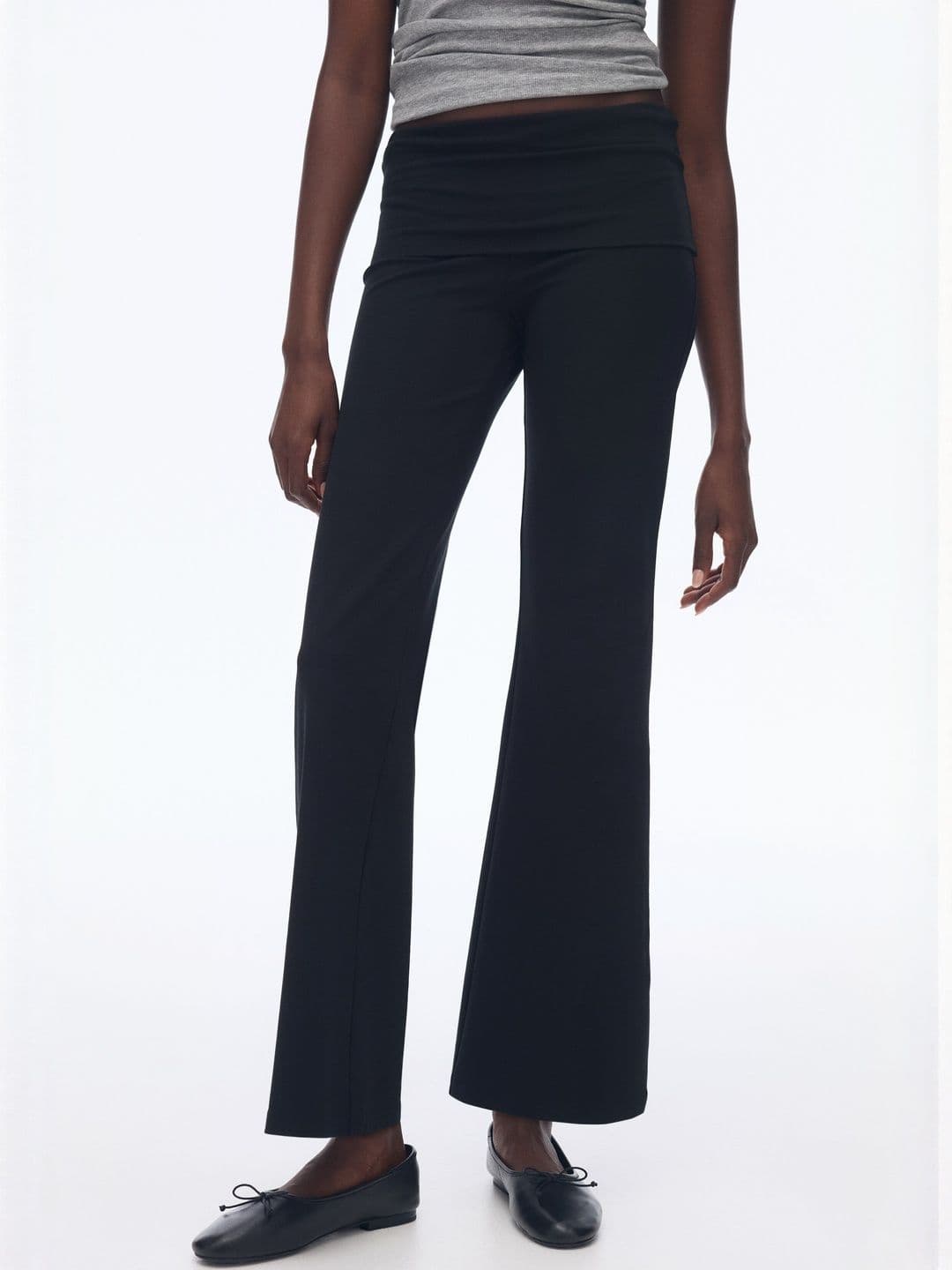 H&M Foldover-Waist Cotton Trousers - view 1