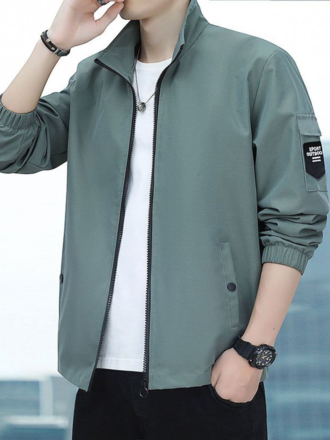 StyleCast x Revolte Men Stand Collar Solid Tailored Jacket - view 1