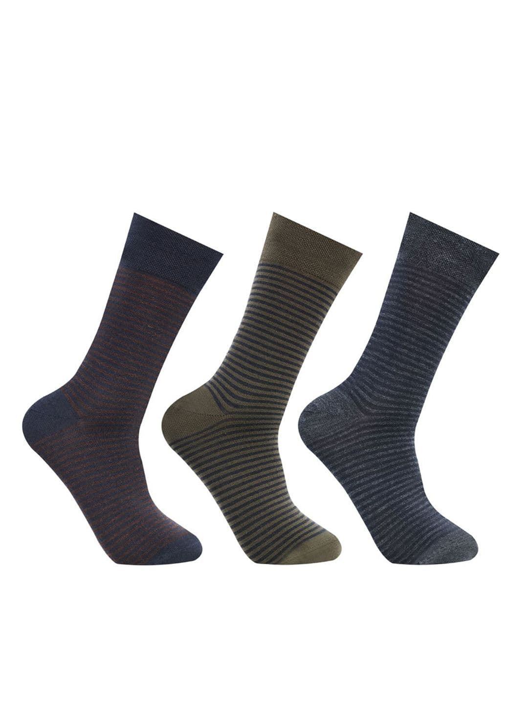 Bonjour Men Pack Of 3 Striped Calf Length Socks - view 1